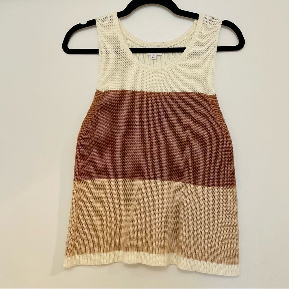 Brown & White Knit Tank